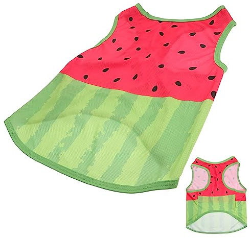 Happyyami Adorable Pet Cooling Ice Vest for Dogs, Summer Watermelon Pattern Silk Dog Clothing, Comfortable and Convenient to Put and Take, for Indoor Exercise and Outdoor Activities,