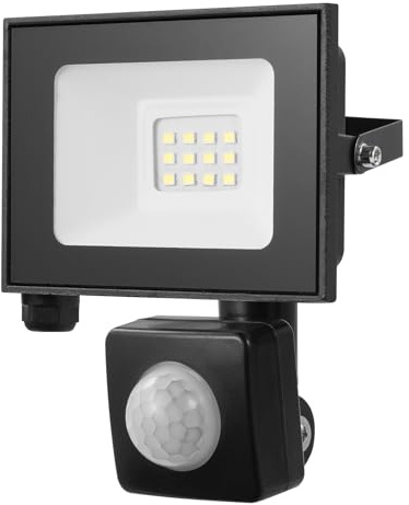 10W Security Lights with PIR Motion Sensor,IR Remote Control,1000LM 6500K Super Bright LED Floodlights Outdoor,IP66 Waterproof Spotlight,Ultra Thin Wall Lights for Garden Garage Yard Doorways