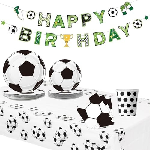 Xusxes 83 Piezas Juego De Para Fiesta De Fútbol, Piezas Juego Vajilla Fiesta, Platos De Fiesta De Cumpleaños, Vajilla Cumpleaños Para Niños, Vajilla Para Fiesta De Fútbol para 20 invitados