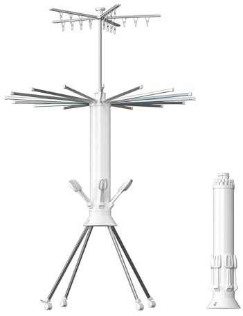 Oak & Tea 3-Tier Clothes Airer with Wheels, Foldable Clothes Drying Rack, Large Stable 4-Legged Clothes Horse with 16 Drying Arms and 20 Clips & 6 Shoe Racks, Portable for Indoor Outdoor Use