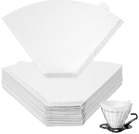 HOTUT Filtro de Café, 100 Piezas Papel de Filtro de Café Desechable, U103 forma de cono para café americano para Filtros Manuales, Cafeteras y Vasos Filtrantes - Blanco
