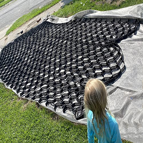 Stabilisateur de gravier pour patios et allées, géogrille en polyéthylène haute densité, pavés en nid d'abeille, stabilisation et contrôle des pentes pour gravier fin, cellules perméables