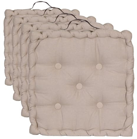 Atout Ciel Coussin de Sol 40x40cm avec Anse contrastée, Carré, Taupe (Lot de 4)