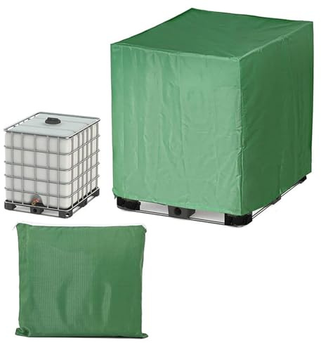 IBC Tank Aabdeckung,300L 600L 800L 1000L Wasserdicht Schutzhülle für IBC Container,Wetterfest Abdeckplane für Regentonne Container mit Verstellbarer Kordelzug (Size:600L :120 * 80 * 100CM,Color:grün)