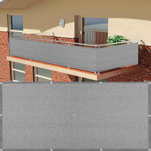 Balkongskärm, Insynsskydd, Trädgårdsskärm 110 x 160 cm Skuggningsgrad Uv-Beständigt, Rivbeständigt Vindskydd Balkongskyddsskärmar för Växthus, Trädgård, Staket Och Balkong, Ljusgrå
