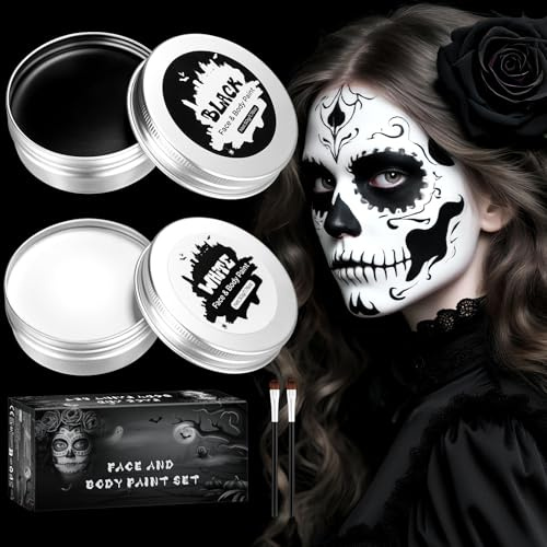 Set di trucchi per Halloween, 100 g, colore nero, bianco, per Halloween, trucco per adulti, bambini, body painting, carnevale, per zombie vampiro, SFX, make-up teatro