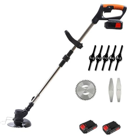 Tagliabordi Elettrico A Batteria Da 850 W, 18000 PRM, Potente Tagliaerba, Tosaerba, Utensile Da Giardino Regolabile Con Batteria Da 1/2 Pezzi Da 24 V Potatura Efficiente(With 2XBattery)