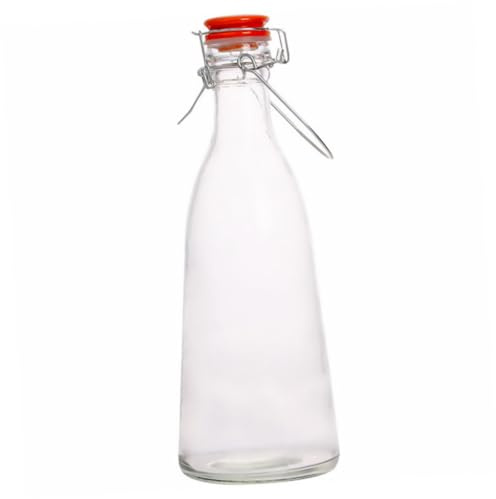 FUNNETOYU Botella de Vidrio Grueso con Cierre Hermético Frasco para Aceite y Alimentos Almacenamiento Seguro para Cocina y Decoración Transparente Resistente