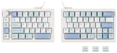 EPOMAKER Split70 Clavier Ergonomique sans Fil avec QMK/Via & Molette, Clavier Gaming Mécanique avec RVB, Hot-Swap, Switch Linéaire & Keycap PBT, Modificateur Mac, Gasket (70% QWERTY Anglais) (Blanc)
