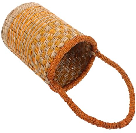 PRETYZOOM Handcrafted Seagrass Wine Bottle Basket with Handles Tall Cylinder Storage Organizer for Home and Party Portable Woven Holder for Wine Presentation and Use