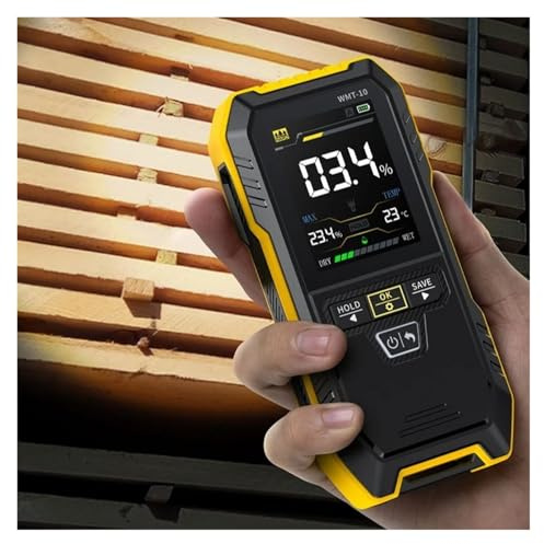 Igrometro, Misuratore digitale di umidità del legno, rilevatore induttivo non invasivo, profondità 17 mm, schermo a colori da 2,4''
