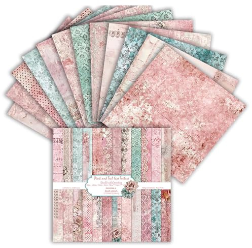 MerwDeeyt Scrapbook Papier 24 Blat Buntes Muster Bastelpapier (Vintage 4) | 15,2x15,2 cm/6x6 in, Doppelseitiges, Blumen Motivpapier, Vintage Dekopapier, für Journal Scrapbooking