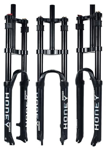 HZXQCVB 26/27,5/29'' VTT DH Fourche À Suspension Air Tube Droit 1-1/8'' Double Épaulement Fourche Avant Course 140mm Fixation Rapide 9 X 100mm(Black,27.5'')