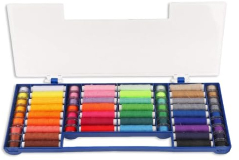 Kits de fil à coudre de bobines, 32 couleurs, 64 pièces de fils de machine à coudre, ensemble de canettes pré-enroulées avec boîte de rangement pour le bricolage