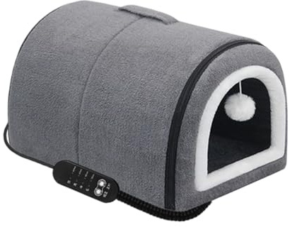 Lit couvert pour chat et chien avec toit – Amovible et lavable – Semi fermé – Réglage de la température du nid chaud pour l'hiver pour petit animal domestique chambre extérieure
