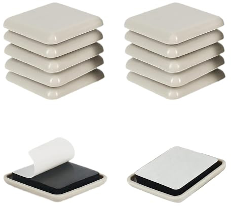 Furniture Sliders for Carpet & Hardwood Floors – 12 Pcs 50mm Heavy Duty Self Adhesive Gliders – Square Moving Pads for Heavy Furniture, Sofa, Bed – Floor Protectors for Legs