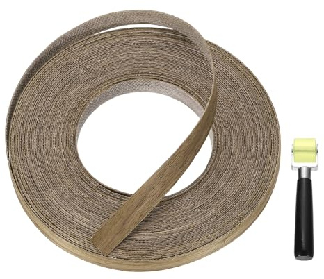 sourcing map 15m x 13metersm Wood Edge Banding, Pre-Glued Iron on Edging Strip, Plywood Wood Grain Repair Tape for Cabinet Repair, Furniture Restoration, Handicraft DIY, Walnut