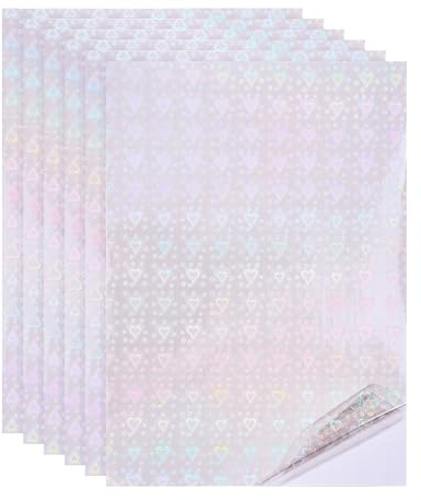 PATIKIL 12x8 Pollici Fogli Laminati Olografici, 6Pc Carta Adesiva Olografica Pellicola Laminata Trasparente Vinile A4 Impermeabile Autoadesiva Per Libri Artigianali, Motivo A Cuore