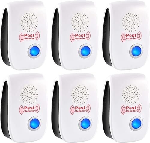 Repelente Ultrasónico Mosquitos, 6 Pack Electrónico Repelente Mosquitos Control de Plagas, Repelente Ultrasónico de Plagas para Anti Mosquito, Moscas, Ratones, Cucarachas, Arañas, Roedores