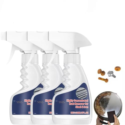Dissolvant De Rouille Puissant De 120 ml, Puissant Dissolvant De Rouille Raksou Pour Métal, Highly Concentrated Steel Rust Remover, Multifonction, Pour Voiture, Outils Et Surfaces Métalliques (3PC)