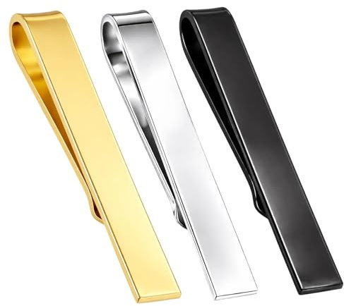 3 Stück Krawattennadel, Krawattenklammer, Elegante Krawattenhalter Für Herren, Vielseitige Krawattennadeln Für Business Anlässe, Hochzeiten Und Formelle Events (Silber, Gold, Schwarz)