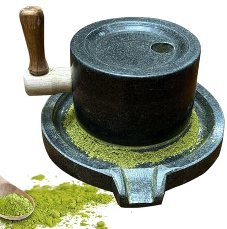 Smerigliatrice manuale in pietra - Mulino da tè Bluestone, per cereali a manovella, pressa per farina tradizionale | da tavolo per cereali integrali, fagioli, tortilla di mais,