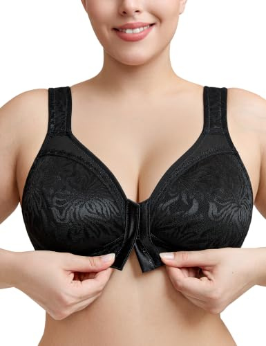 WingsLove Full Coverage Non Wired Minimizer Bras Non Padded Racerback Front Closure Bra Wide Straps Double Support Women's Plus Size Underwear Comfort and Breathable Everyday Bra