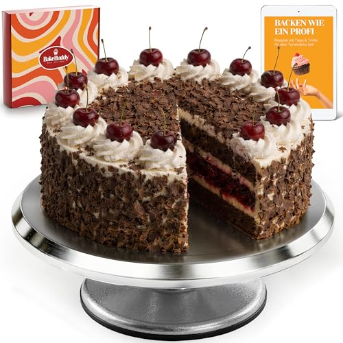 BakeBuddy Piatto girevole per torte – Giratorta 30 cm in alluminio con base antiscivolo | Alzata girevole per torta di alta qualità | Accessori per la pasticceria | Idea regalo