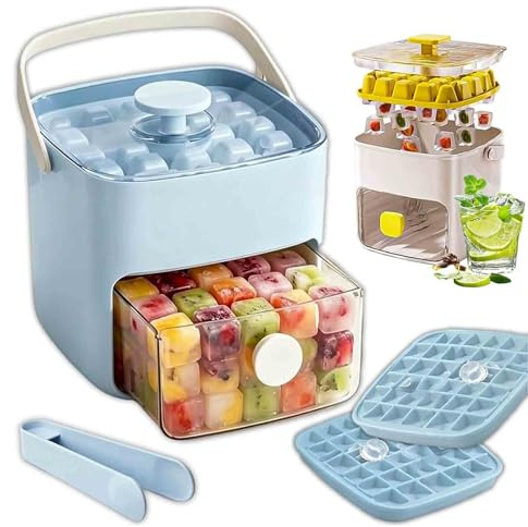 Macchina per Ghiaccio da 48 cubetti con Coperchio a Pressione Facile, Vassoio per Ghiaccio, Contenitore a Doppio Strato per Preparare Bevande, Attrezzatura da Cucina da,001