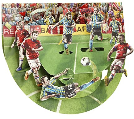 Santoro Popnrock, 3D-Pop-Up-Grußkarte – Fußball – Fußballspiel – Für Ihn, Für Männer, Für Papa, Jungen, Vatertag, Geburtstag