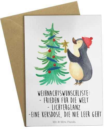 Mr. & Mrs. Panda Grußkarte Pinguin Weihnachtsbaum - Geschenk, Weihnachten, Abitur, Taufe, Geburtstagskarte, Winter, Hochzeit, witzig
