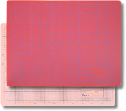 Victor tapis de découpe A3 rouge orange 30 x 45 cm 3 plis auto-cicatrisant – support de découpe professionnel pour bricolage et couture, sous-main de bureau