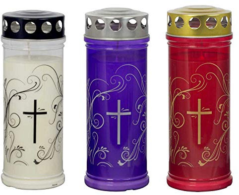 3 Grabkerzen - Grablicht - Motivkerze - Gedenkkerze - Dauerbrenner 7 Tage