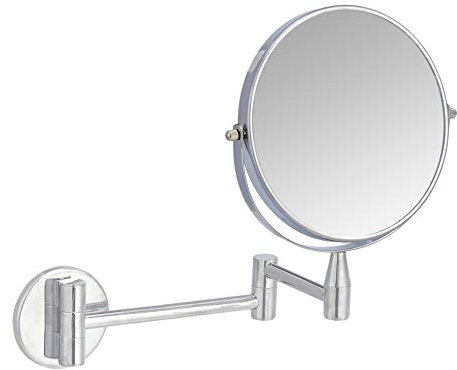 Amazon Basics Rund, Kosmetikspiegel zur Wandmontage, Vergrößerung 1-fach/5-fach, 32.5 L x 25.4 B cm, Verchromt