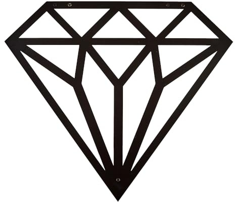Hansmeier® Wanddeko Diamant Schwarz - 42 x 48 cm - Wasserfest, schlicht, modern - Für Außen und Innen - Metall-Dekoration im Industrial Style