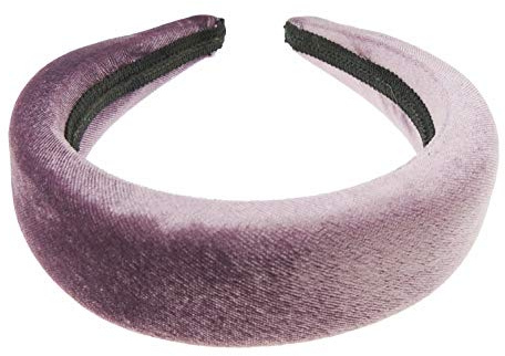 Cerchietto per capelli da donna, per matrimoni, feste nuziali, compleanni, Natale, sera, largo, spesso, imbottito, in velluto, accessorio per capelli, colore: lilla