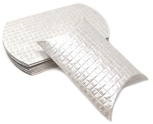 Pillowbox Kissen-Schachtel Faltschachtel, Geschenkbox aus Papier Geschenkschachtel mit erhabenem, quadratischem Muster (10x Weiß – 11,5 x 7,5cm)