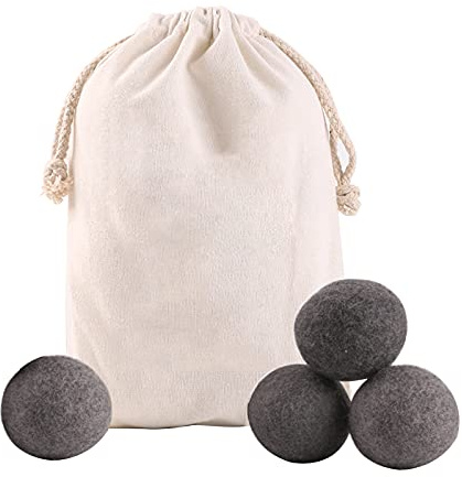Trocknerbälle Für Wäschetrockner, Der Natürliche Weichspüler Aus 100% Handarbeit Natürlicher Schafwolle, Extra Langlebige, Spart Strom Durch Verkürzte Trockenzeit, Optimal Für Daunen (Schwarz, 4pcs)