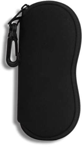 Hion Eyeglass Case Sunglasses Soft Pouch with Belt Clip Ultra Light Neoprene Zipper Eyeglass Case Printed Sunglass Bag for Stylish Portable Travel Glasses Casefor Men & Women(Black)