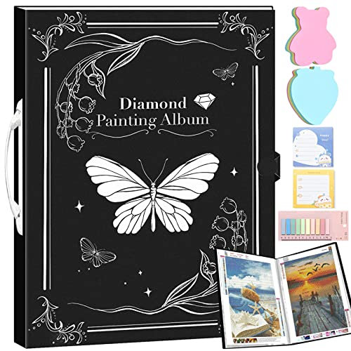 YUTUY 5D Diamond Painting Bilder Album,Diamond Painting Album,Aufbewahrung Folder für Diamant Painting Bilder,DIY Diamond Painting Sammelordner,Diamond Painting Zubehör (30 Seite,Schwarz)
