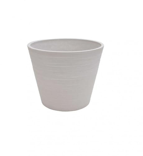 Briconess.com Petit pot rond extérieur jardin en fibre synthétique 31 x 25,4 cm Azalea