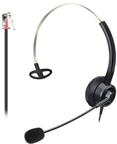 Callez RJ9 Phone Headsets for Office Phones with Noise Cancelling Mic, Mono Telephone Headset Compatible with Polycom VVX411 VVX410 VVX400 VVX401 Avaya Mitel ShoreTel BT Converse NEC Landline Phone