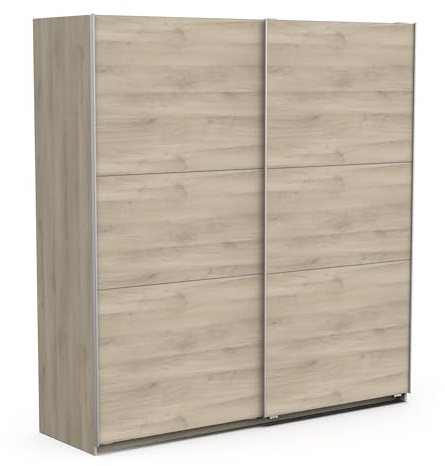 Demeyere Porta Scorrevole con Armadio Moderno, Colore Rovere Kronberg e Finiture in Metallo, 194.5 x 59.9 x 203 cm, Legno Ingegnerizzato