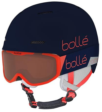 Bollé - Combo B-Fun Jr Rocket, Azul y Rojo Mate, Vermillon Cat 2, Pequeño-Mediano, Cascos de Nieve, Unisex, Niños