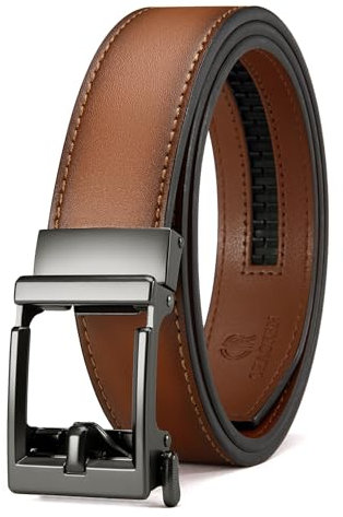 CHAOREN Automatik Gürtel Herren, Gürtel Herren Leder Ratsche für Business Lässig Anzug 35mm ohne Löcher Ledergürtel