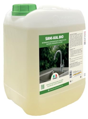 MARBEC Sani-Kal Bio 5LT | Detergente anticalcare delicato per bagno, rimuove calcare leggero e residui di sapone, per uso frequente
