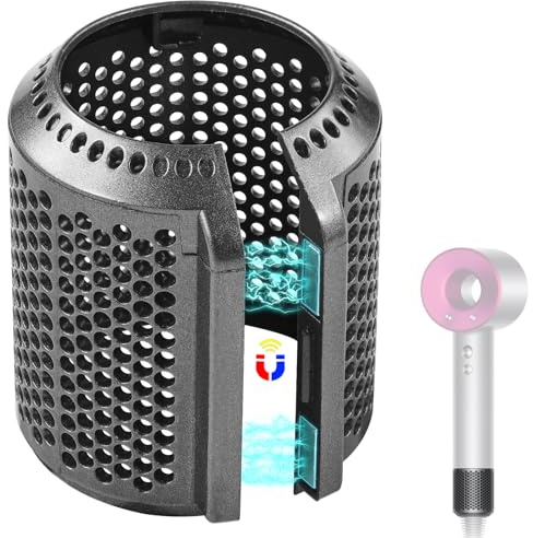 Upgraded Magnetic Hair Dryer Filter Cover Compatible with Dyson Supersonic HD01 HD03 HD07 HD08 HD15 Models Hair Dryer Filter Cage Spare Parts (Metallic Gray)