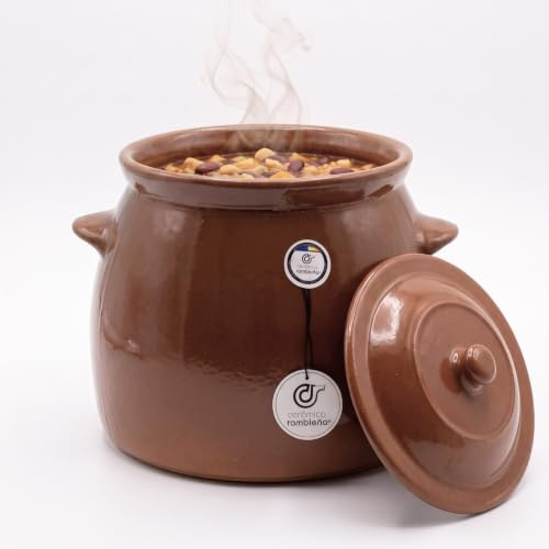 CERÁMICA RAMBLEÑA | Olla Refractaria para Fuego Directo | Cerámica Tradicional para Pucheros y Guisos | 14 Litros