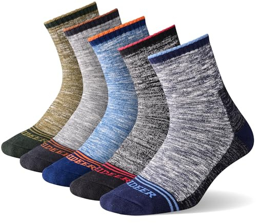 FEIDEER Men's Cotton Cushioned Hiking Walking Socks, Quarter Crew Ankle Socks with Moisture Wicking (5MS20505-XL)