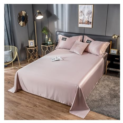 Glatte Bettlaken Betttuch Haustuch ohne Gummizug in Gewaschene Seide auch für Tischdecken/Sommerlaken in vielen Größen (Color : Pink, Size : 120x230cm)
